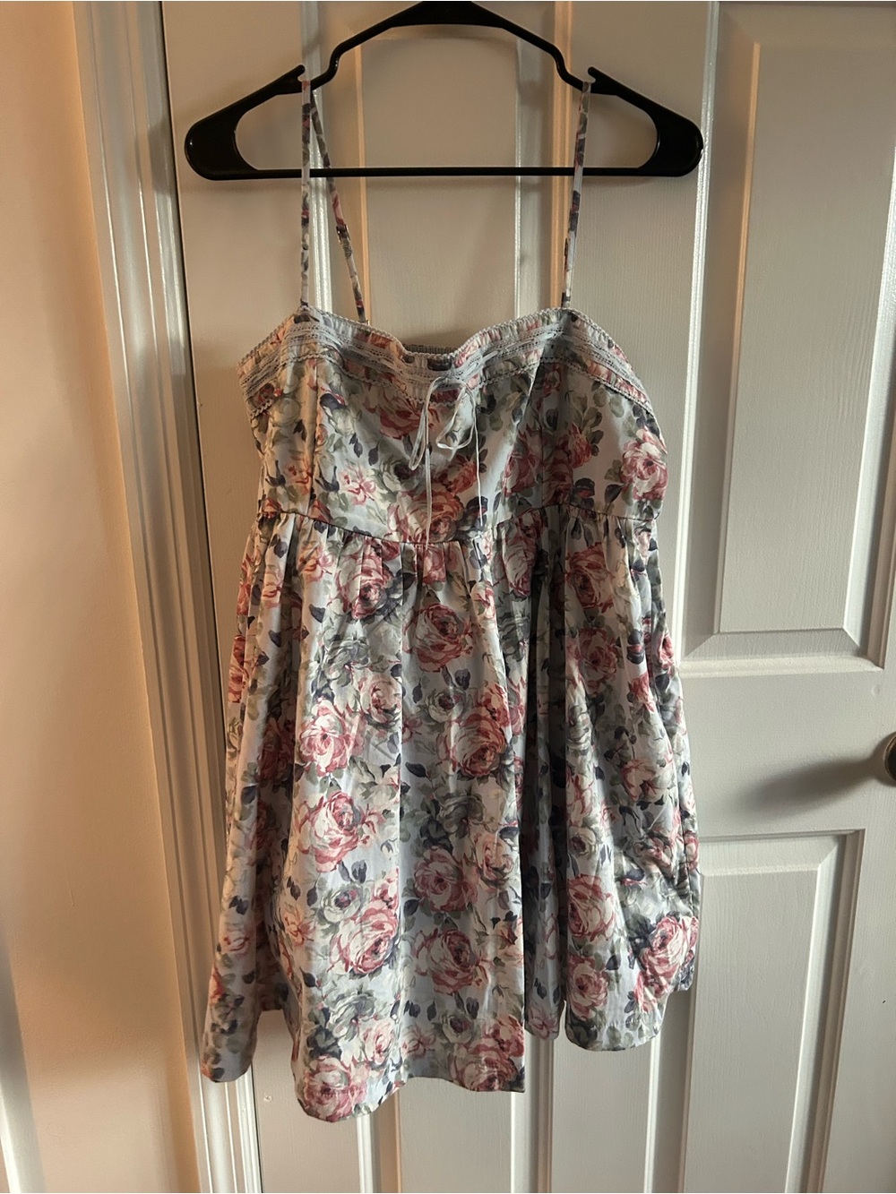 Abercrombie & Fitch Baby Blue and Pink Floral Babydoll Dress NWT